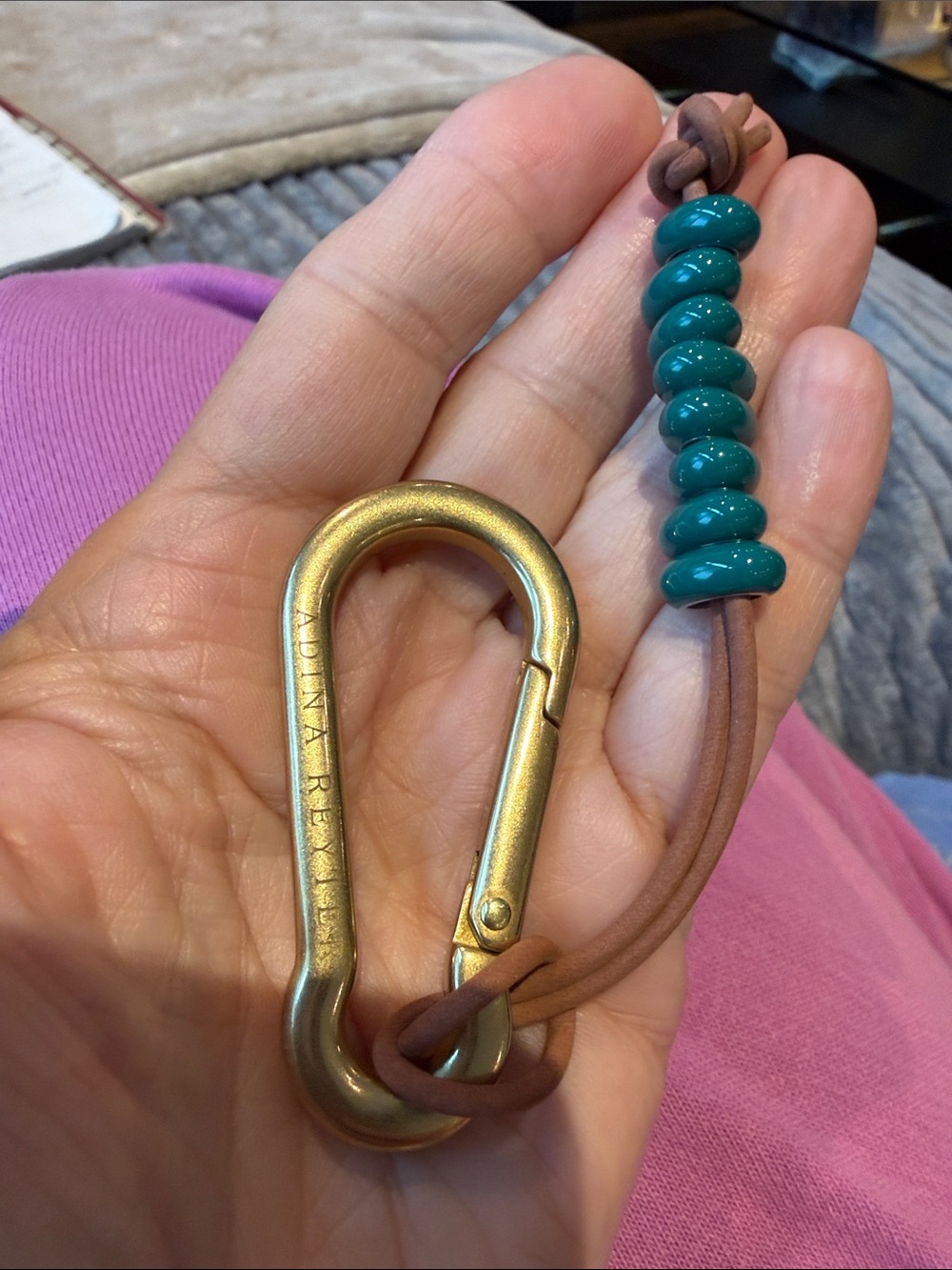 Adina Reyter teal green keychain bag clip sterling silver new